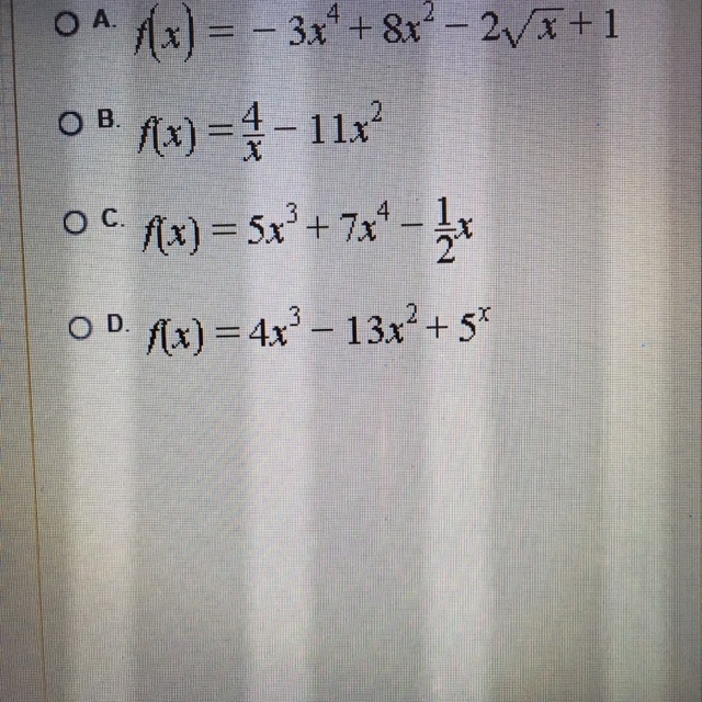 Which of the following expressions is a polynomial?-example-1