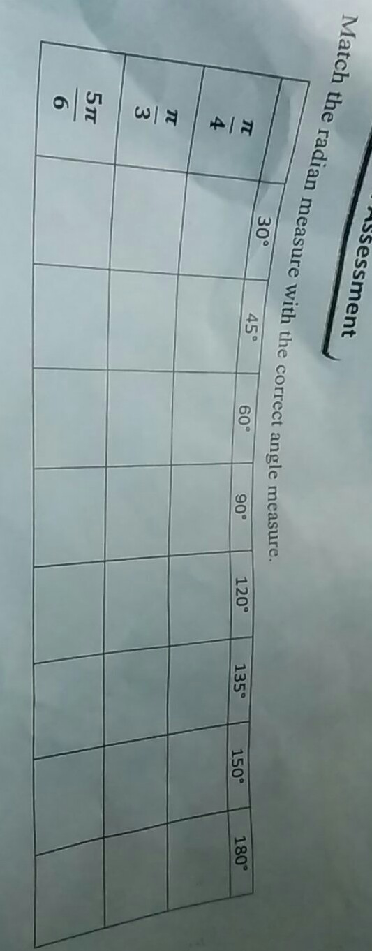 Match the radian with the correct measure helppppp!-example-1