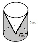 Please help. Calculate the volume of the cone and cylinder. Calculate the volume of-example-1