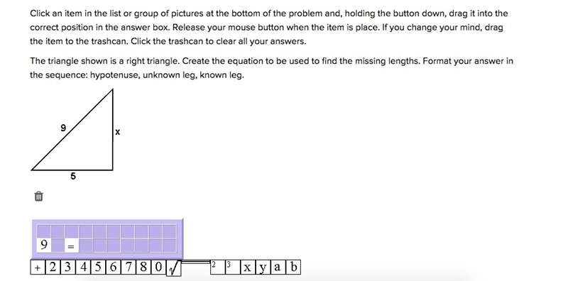 HELP! LOTS OF POINTS The triangle shown is a right triangle. Create the equation to-example-1