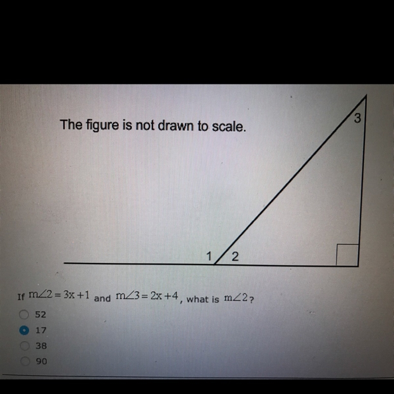 If m angle 2 = 3x+1 and m angle 3 =2x+14 what is m angle 2-example-1