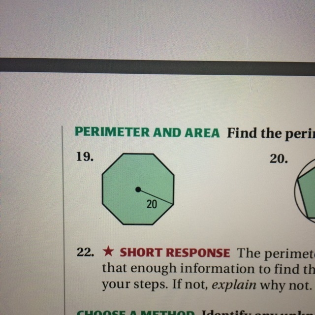 I need to find the perimeter and area of the regular polygon.-example-1