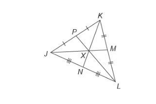 In △JKL, KN = 21 m. What is the length of KX?-example-1