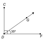 What is the measure of Question 2 options: 35° 55° 90° 125°-example-1