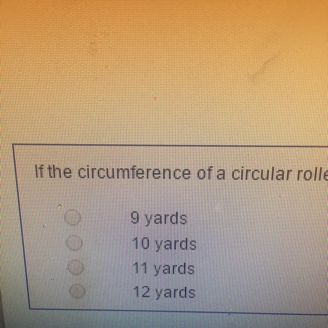 If the circumference of a circular roller skating rink is 36 yards, what is the diameter-example-1