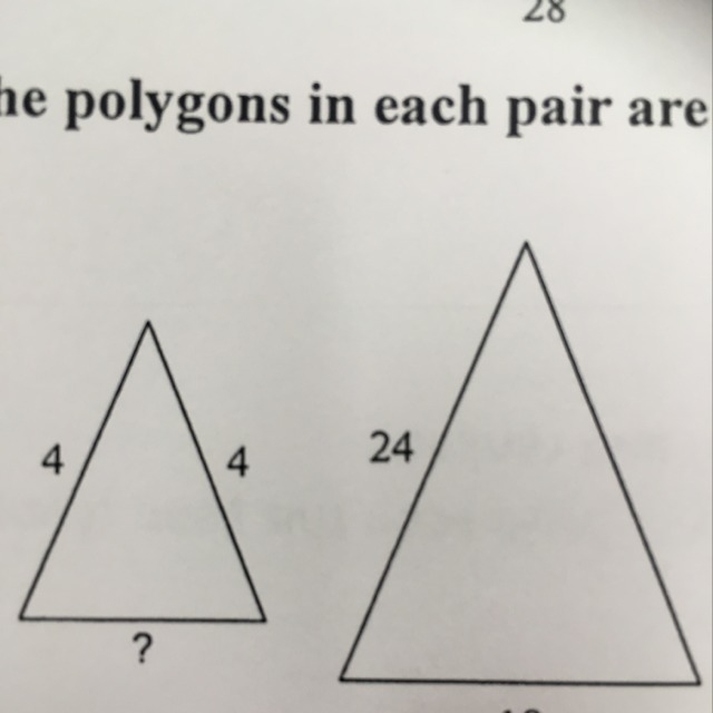 The polygons in each pair are similar.Find the missing side length-example-1