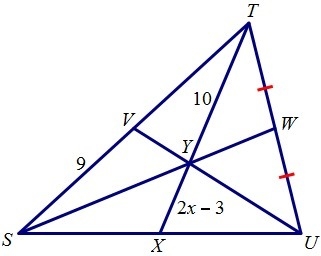 HELPP ANYONE Given that Y is the centroid of STU , find X A 4 B 10 C 15 D 30-example-1