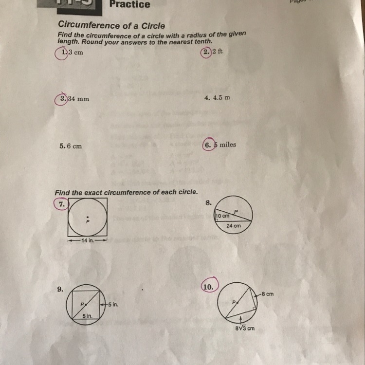 Only need help with the ones that are circled .-example-1