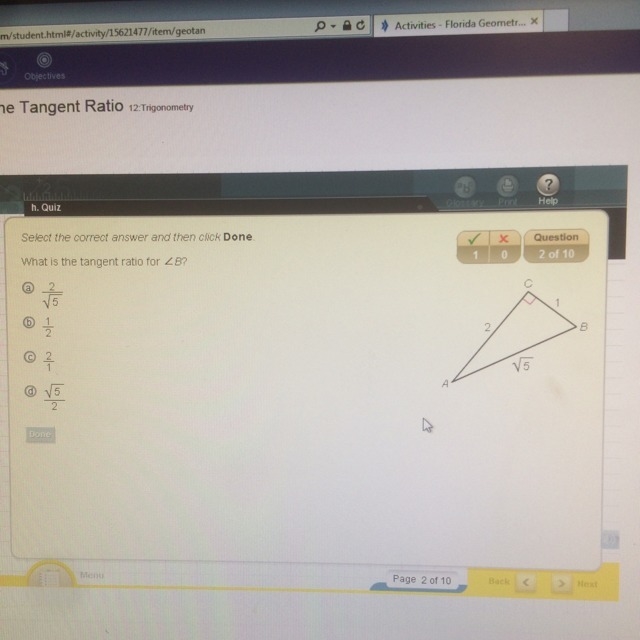 What is the tangent ratio for angle B-example-1