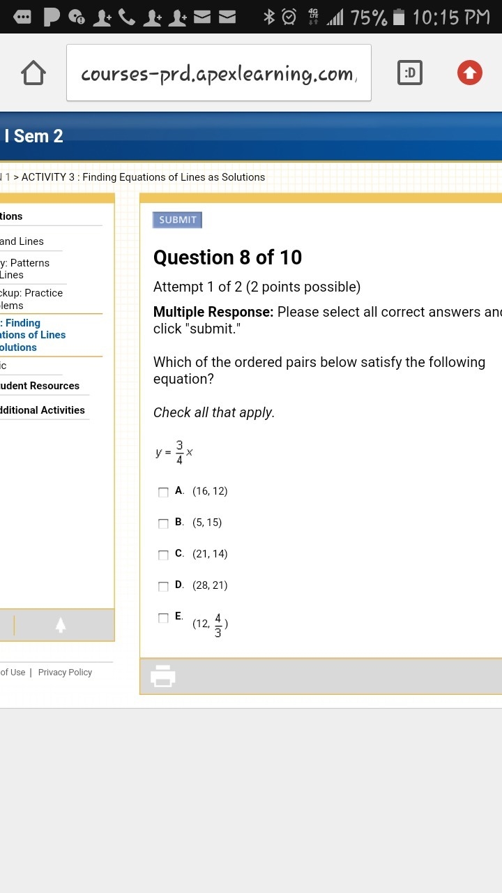 Which of the ordered pairs below satisfy the following equation? Check all that apply-example-1