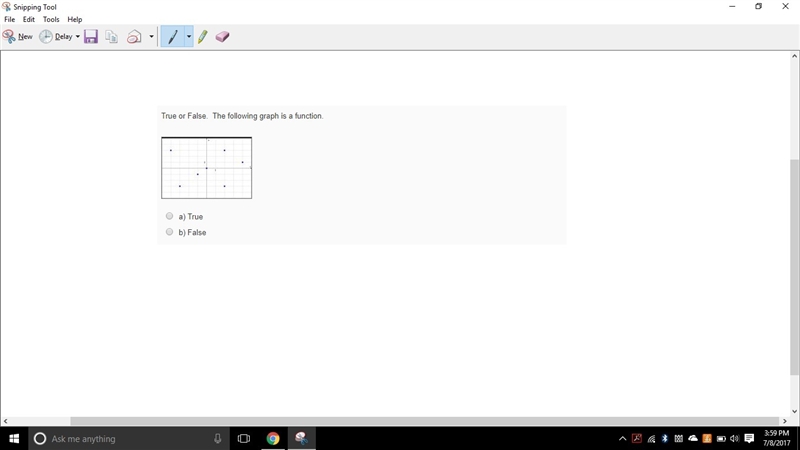 Is the following graph a function? True or false?-example-1