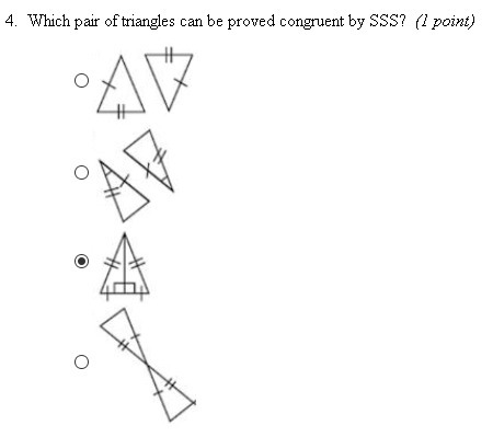 3. Which pair of triangles can be proved congruent by SAS? 4. Which pair of triangles-example-2