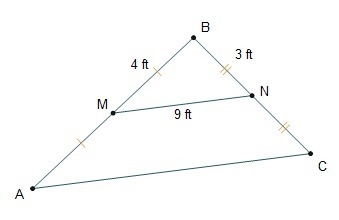 What is the length of AC? 3 ft 4 ft 9 ft 18 ft-example-1