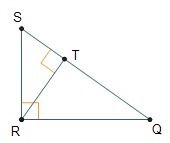 Triangle QRS is a right triangle. ΔSTR ~ Δ____ A. ΔTQR B. ΔRST C. ΔSQR D. ΔRTQ-example-1