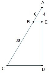 If ?ABE is similar to ?ACD by the SAS similarity theorem, AD must equal how many units-example-1