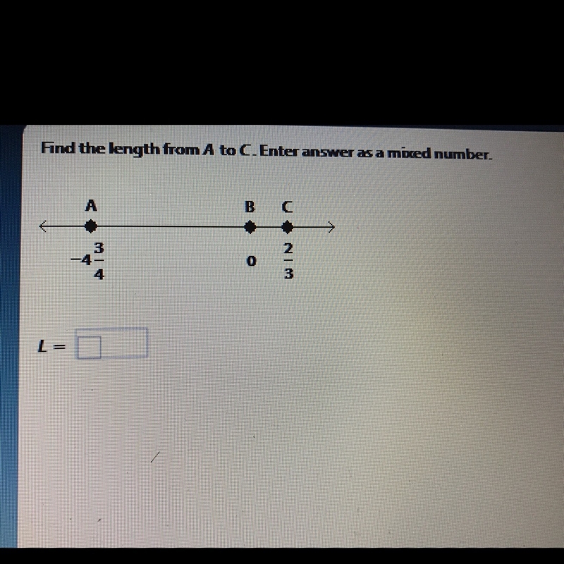 Find the length from a to c. Enter answer as a mixed number-example-1