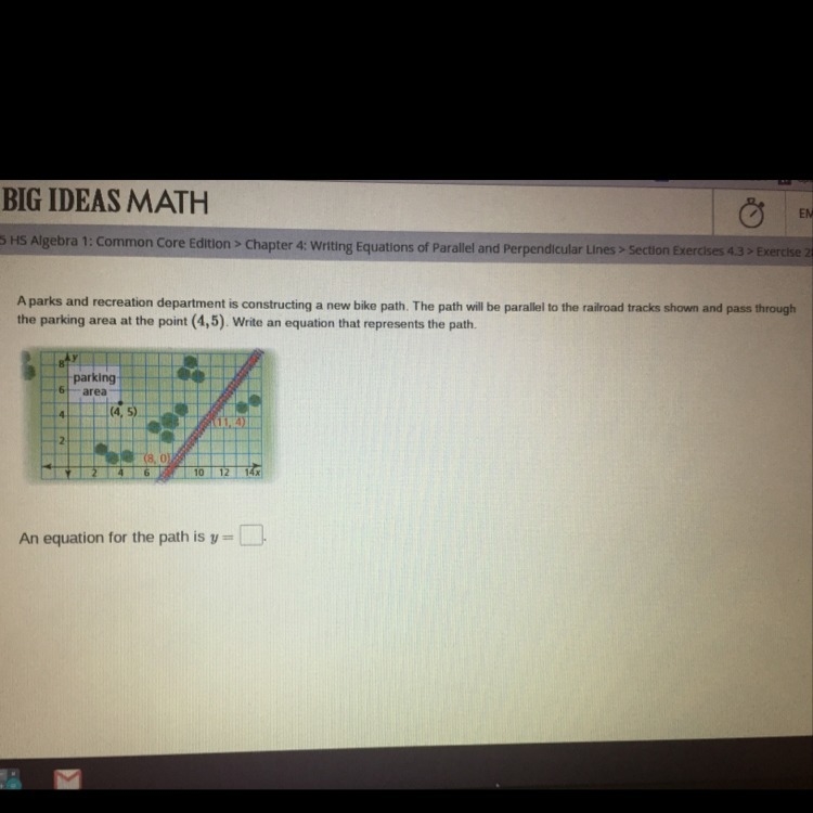 Please help me, I have no idea what the equation for the new path is. Thank you!!-example-1