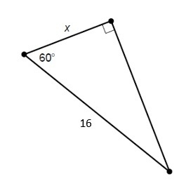 6. Find the value of x. Question 6 options: 8√3 8 16 8√2 7. Find the missing side-example-1