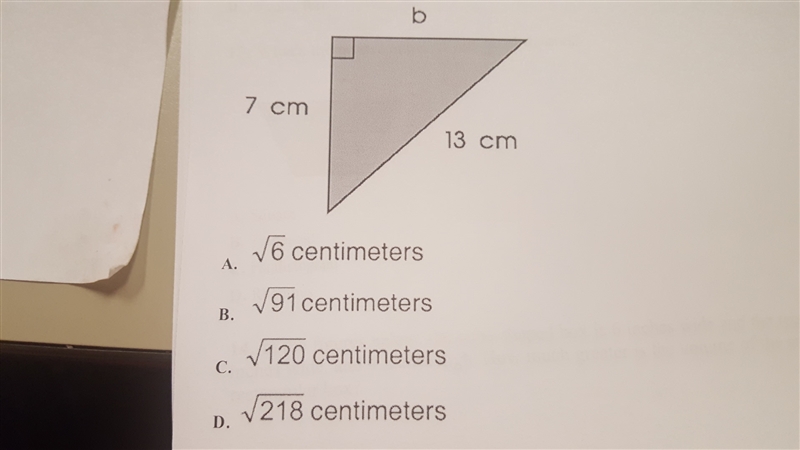 What's the lenght of side b in the figure below-example-1