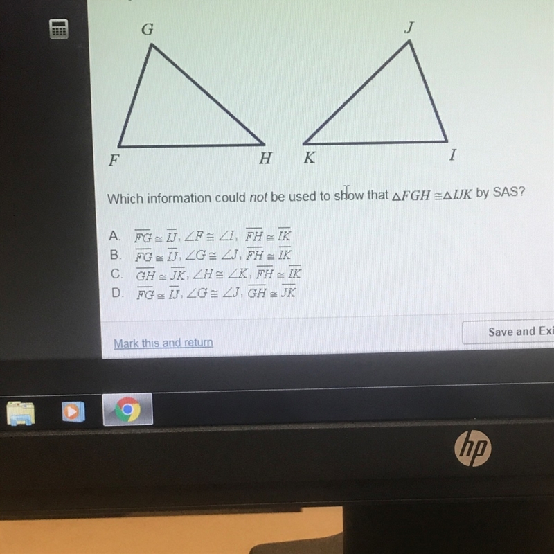 Which information could Not be used to show that FGH=IJK by SAS?-example-1