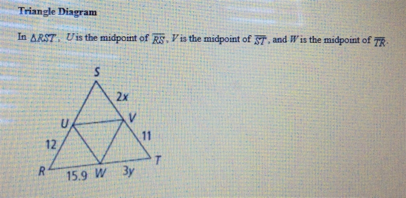 1. What is the length of line RS? a)12 b)6 c)22 d)24 2. What is the value of x? a-example-1