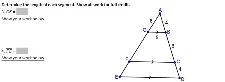 (Proportions and similar triangles). Determine length of each segment (picture attached-example-1