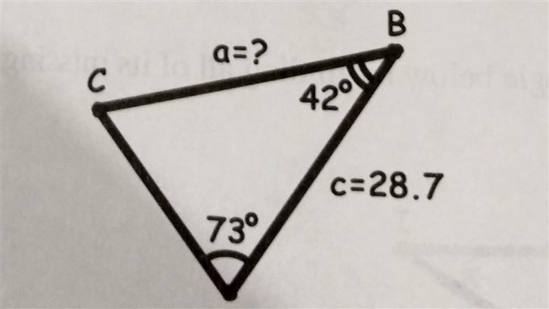 Use the law of sines to find the missing side of the triangle below. Estimate answer-example-1