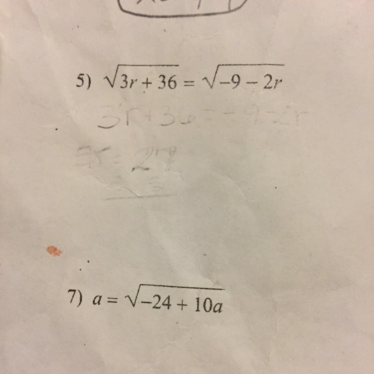 5 and 7) Radical equations-example-1