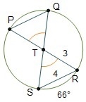 In circle T, ∠PTQ ≅ ∠RTS. 24° 33° 48° 66°-example-1