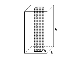 The figure below shows a container that is a square prism with base side length B-example-1