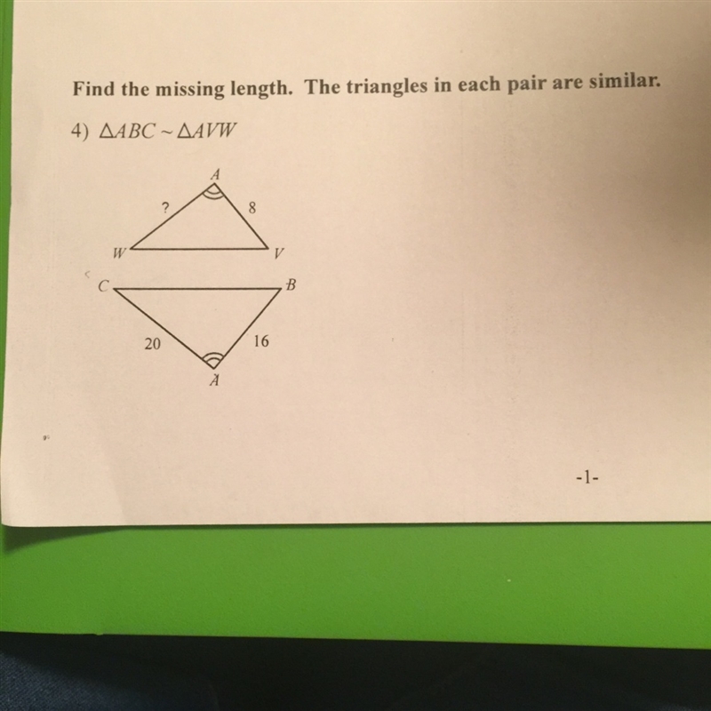 How can I find the missing length for the triangles in each pair are similar-example-1