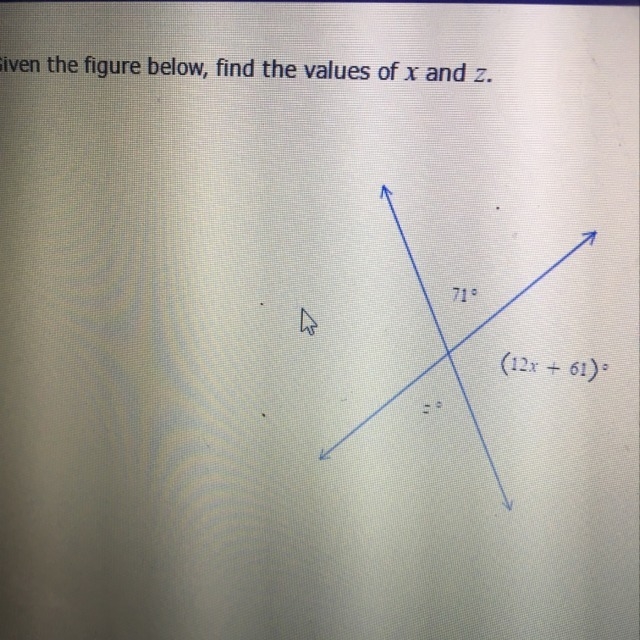 Given the figure below find the values of x and z-example-1