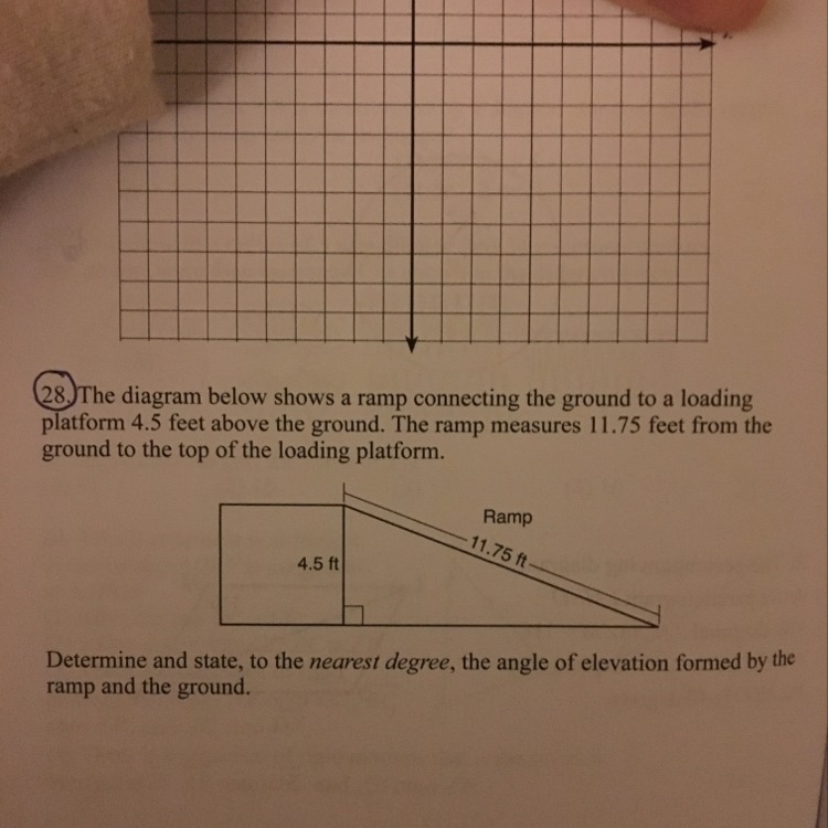 What is the angle of elevation formed by the ramp and the ground?-example-1