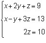 What is the solution to the following system? x = 10, y = 2, z = 5 x = –4, y = 2, z-example-1