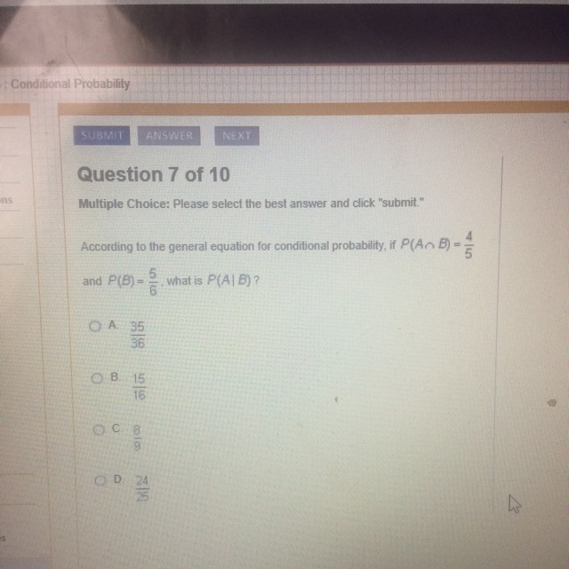 What is P(A|B) HELP ME I NEVER LEARNED THIS!!!!-example-1