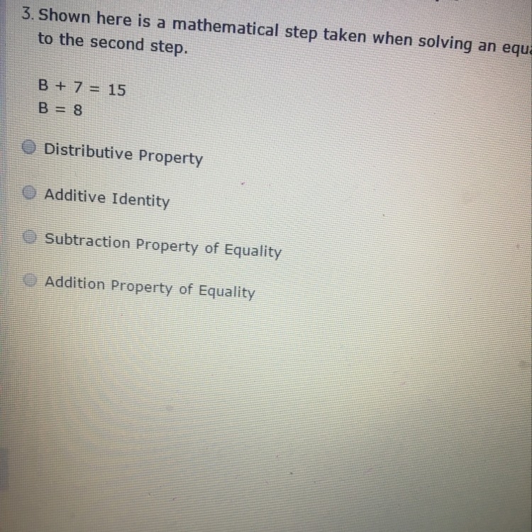 The question says; shown here is a mathematical step taken when solving an equation-example-1