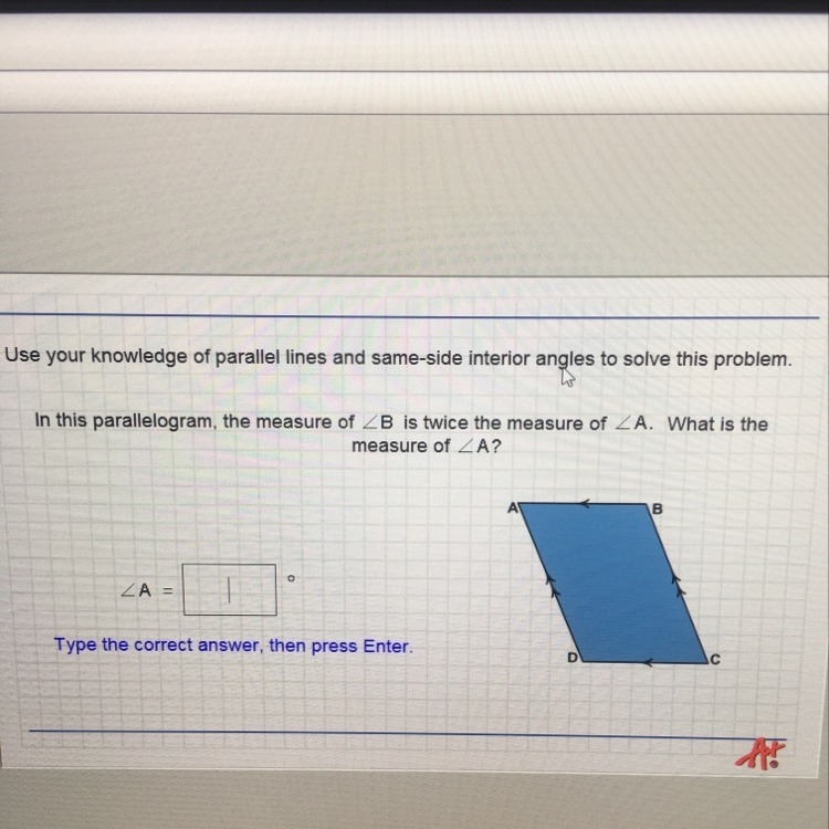 Use your knowledge of parallel lines and same-side interior angles to solve this problem-example-1