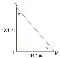 What is the approximate value of y − x? A) 4.9° B) 6.2° C) 11.1° D) 17.2°-example-1