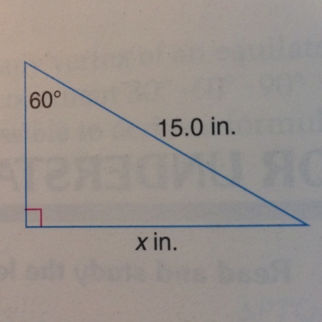 Find the value of x using the 30-60-90 triangle rule.-example-1