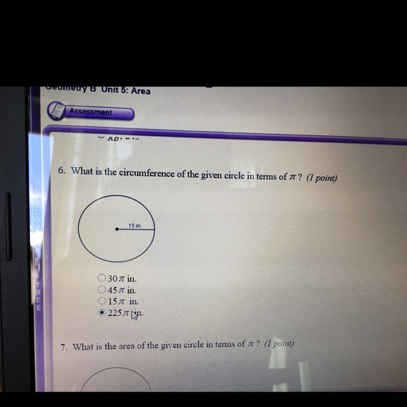 What is the circumference of the given circle in terms of pi-example-1