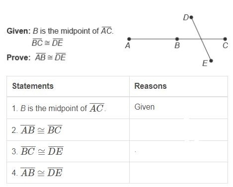 Study the Proof Given. List the reasons for Items 2,3, & 4. Right the number and-example-1