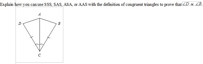 Explain how you can use SSS, SAS, ASA, or AAS with the definition of congruent triangles-example-1