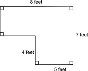 The figure shows a carpeted room. How many square feet of the room are carpeted? 30 square-example-1