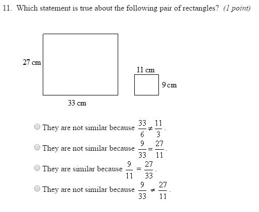 Which statement is true about the following pair of rectangles?-example-1