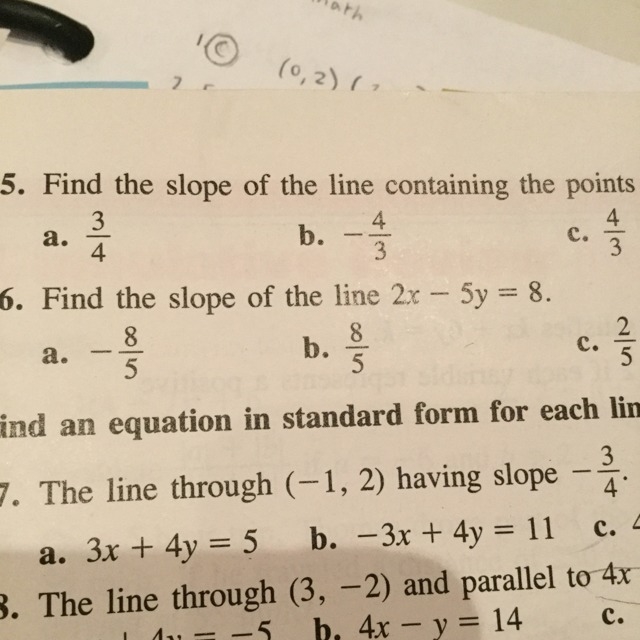 The line through (-1,2) having slope -3/4-example-1