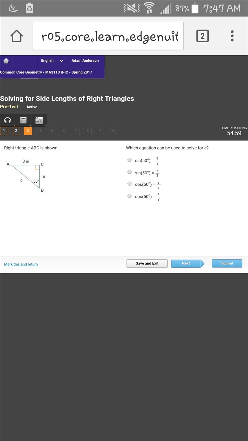 Which equation can be used to solve for c?-example-1