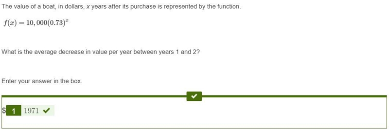 The value of a boat, in dollars, x years after its purchase is represented by the-example-1