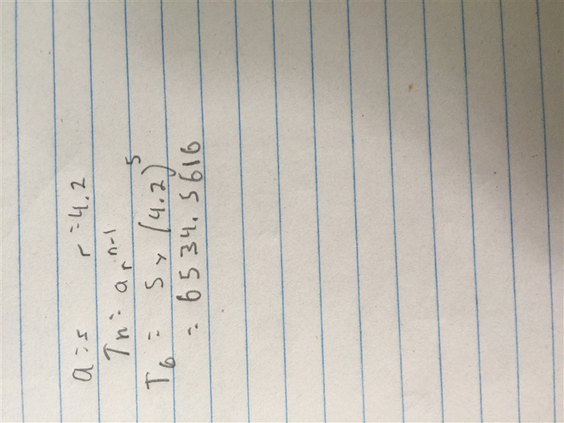 Find the 6th term of the sequence which has a first term of 5 and has a common ratio-example-1