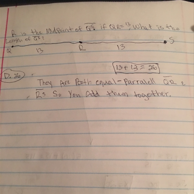 What’s the midpoint of Qs . If QR = 13 , what is the length of Qs-example-1