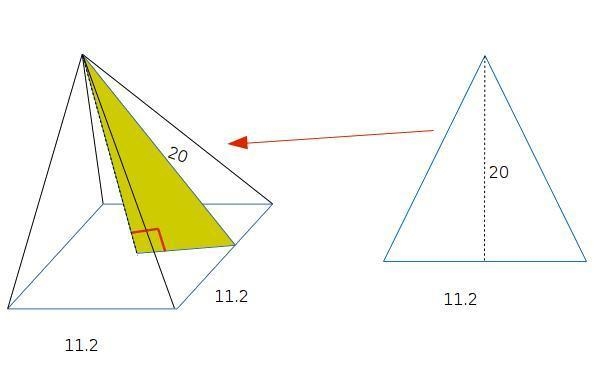 What is the lateral surface area of a square pyramid with a side length 11.2 cm and-example-1